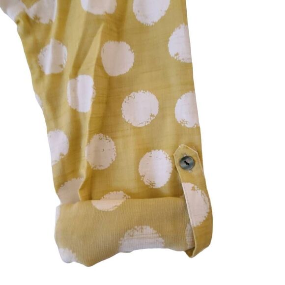 Lior Womens Rayon Blend Tunic Blouse Collared Rolled Sleeve Polka Print Medium - Picture 6 of 13